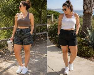 Old Navy Active 2 Pack Camo and Black Athletic Shorts for Women, Size L